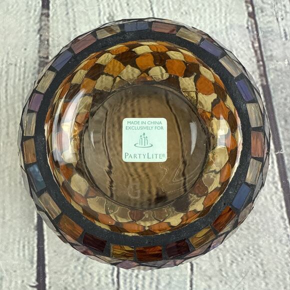 Partylite Global Fusion MOSAIC GLASS VOTIVE CANDLE HOLDER W/Candle Retired - Picture 3 of 12